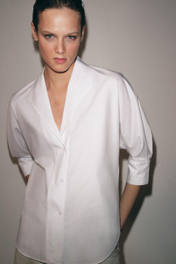 CAMISA ESCOTE PICO ZW COLLECTION / Blanco - Zara фото 9