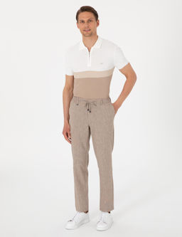 A__k Kahverengi Ex. Slim Fit Keten Kar___ml_ Pantolon - Pierre cardin фото 3