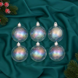 Ёлочные игрушки Перл, шары новогодние, пластик, набор d=6 см, 6 шт., перламутровый - Зимнее волшебство фото 3