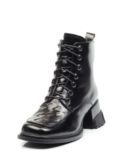 01-CYY11-1 BLACK Ботинки демисезонные женские (натуральная кожа, байка)