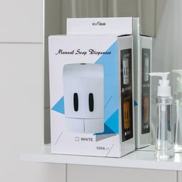 Диспенсер для жидкого мыла, механический, двойной по 500 мл, пластик, белый