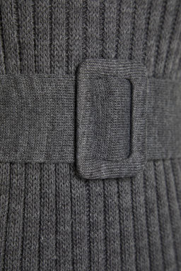 Antrasit Mini Triko Kemerli Elbise TWOAW23EL00444