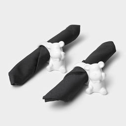 Набор колец для салфеток Доляна «Стильный мишка», 2 предмета 9.6×4.8×7.2 см, белый  фото 3