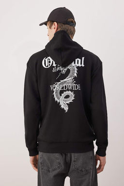 Antrasit Regular/Normal Kesim Bask?l? Kapusonlu Sweatshirt TMNAW26SW00065 - Trendyolmilla фото 8