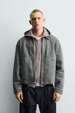 CAZADORA BOXY FIT PESPUNTES CONTRASTE / Verde gris - Zara фото 2