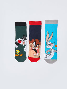 Looney Tunes Desenli Erkek ?ocuk Soket ?orap 3l?