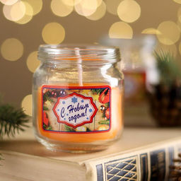 Цена за 3 шт. Ароматическая свеча в банке Мандарин. С Новым годом, 6.4?6 см