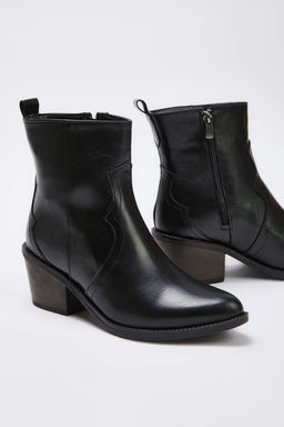 Siyah Dokulu Kad?n 5 cm Blok Topuklu Kovboy Bot TAKAW25BO00033