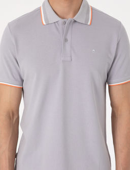 A__k Gri Slim Fit %100 Pamuk Polo Yaka Ti__rt
