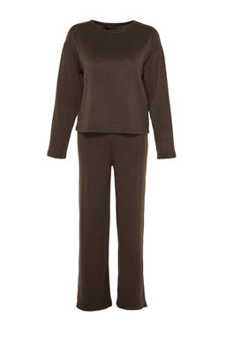 Trendyolmilla Kahverengi Fitilli Orme Pijama Tak?m? THMAW21PT0684 фото 6