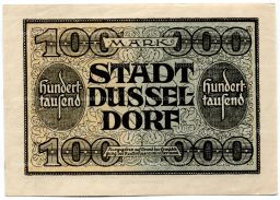 100000 марок 1923 года Германия  Нотгельд (Дюссельдорф)