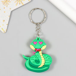 Цена за 2 шт. Брелок резина "Змейка с сердечками в глазах" 5х4 см