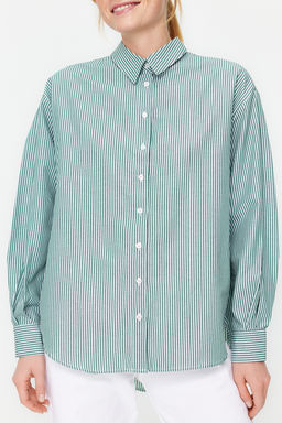 TRENDYOLMILLA Mavi Cizgili Oversize/Genis Kal?p Dokuma Gomlek TWOSS23GO00144  фото 4