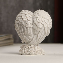 Фигурка полистоун Малыш спящий в сердце из крыльев, белый, 7.8?6.8?4 см