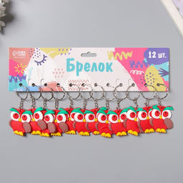 Цена за 12 шт. Брелок для ключей «Яркая сова», резина, 6×5 см