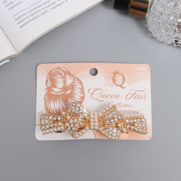 Заколка - автомат для волос «Сильва блеск», бант, 8.5 см, золото