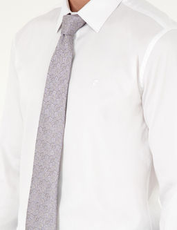 Beyaz %100 Pamuk Parlak Saten Slim Fit Uzun Kollu Basic G_mlek