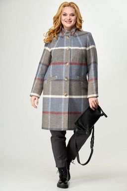 Пальто БелЭльСтиль 841 клетка серая  фото 53