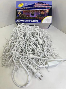 Гирлянда Бахрома 25х0,6м .,тепло желтое мерцающее свечение,белый провод - Family фото 4