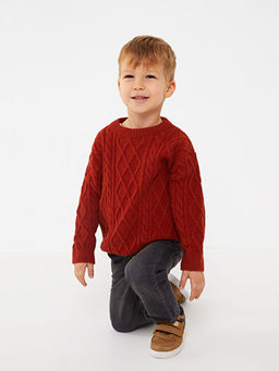 Bisiklet Yaka Kendinden Desenli Erkek Bebek Triko Kazak - Waikiki фото 3