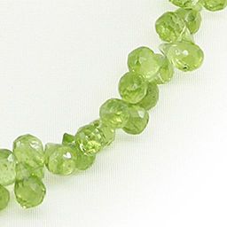 Бусы хризолит"Капель", граненые капли 6...7мм, короткие 48см