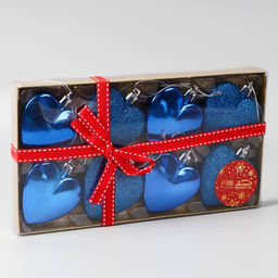 Ёлочные игрушки 8 шт., Зимнее волшебство, Романтика пластик, 6 см, синий фото 2