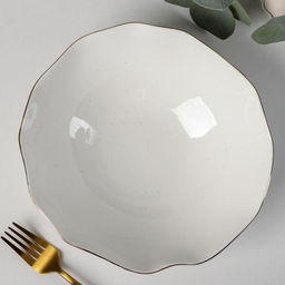 Салатник Доляна Млечный путь, 1.4 л, d=22 см, фарфор, белый в крапинку