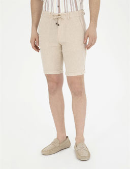 Kahverengi Slim Fit Keten Kar___ml_ Dokuma _ort