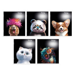 Цена за 6 шт. Тетрадь школьная ученическая, 18 л, линия, арт. 68561/ 10 ЗАБАВНЫЕ ЖИВОТНЫЕ /А5+, мягкий переплёт