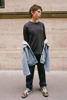 HEAVY WEIGHT EMBROIDERED SLOGAN T-SHIRT - Zara фото 6