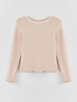 Лонгслив для девочек с декоративным кружевом - Mark formelle фото 4
