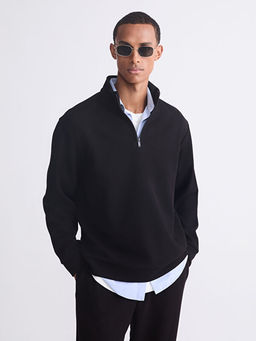 Fermuarl? Dik Yaka Erkek Kal?n Sweatshirt