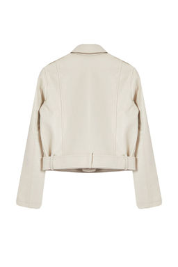 Trendyolmilla Ekru Regular Suni Deri Birker Ceket Mont TWOAW25MO00002  фото 7