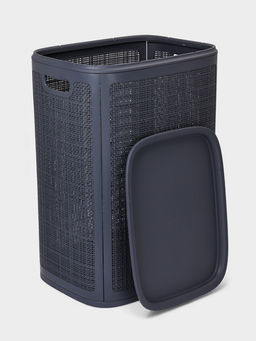 Плетёная корзина для белья с крышкой "Лён" 75л 43×32×60см, цвет графит