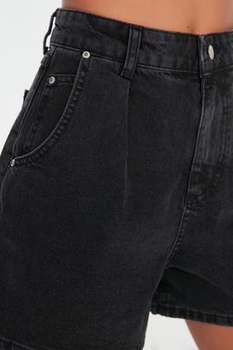 TRENDYOLMILLA Mavi More Sustainable Pileli Yuksek Bel Denim Sort TWOSS20SR0129  фото 4