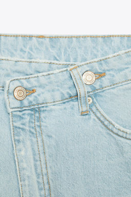 HIGH-WAIST CROSSOVER WAIST MOM FIT TRF DENIM BERMUDA SHORTS - Zara фото 18