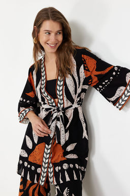 Etnik Desenli Kusakl? Mini Dokuma %100 Pamuklu Plaj Kimono&Kaftan TBESS23KM00035 - Trendyolmilla фото 4