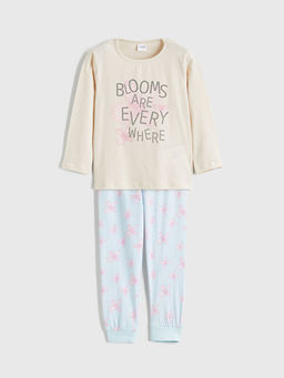 Bask?l? K?z ?ocuk Pijama Tak?m?