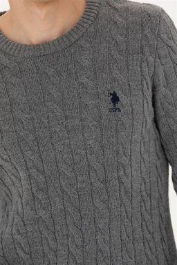 Мужской серый меланжевый свитер - U.s. polo assn фото 7