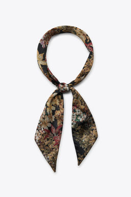 PRINTED TIE SCARF WITH FLOWERS - Zara фото 3
