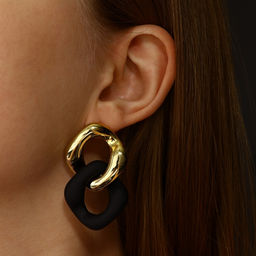 Серьги металл «Цепь» диагональ, 2 полых ромба, цвет золотисто-чёрный