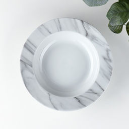 Тарелка керамическая глубокая Доляна Мрамор, 300 мл, d=21 см, цвет белый и серый  фото 2