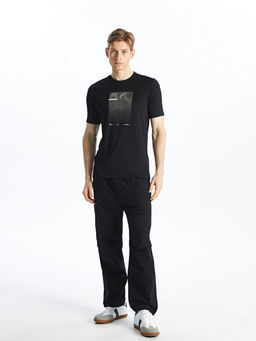 Bisiklet Yaka K?sa Kollu Bask?l? Erkek Spor Ti??rt