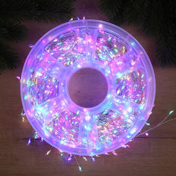 Гирлянда Мишура 50 м роса, IP44, серебристая нить, 1500 LED, 8 режимов, свечение мульти, 36 В