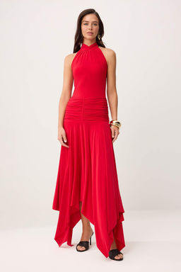 K?rm?z? Buzgu Detayl? Sandy Maxi Party&Abiye Elbise TPRSS26EL00130 - Trendyolmilla фото 2