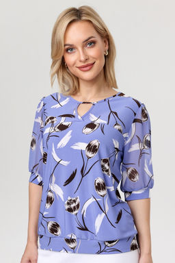 Блузка женская 7027-22/01/Голубой, белый
