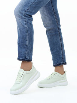 03-YH324-3 LT. GREEN Полуботинки спортивные женские (натуральная кожа)