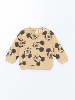 Mickey Mouse Bask?l? Erkek Bebek Sweatshirt ve E?ofman Alt 2li Tak?m - Waikiki фото 2