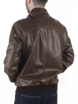 257994137 BROWN Куртка мужская демисезонная (эко-кожа)
