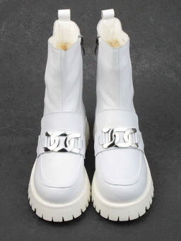 04-YPM5807B WHITE Ботинки зимние женские (натуральная кожа, натуральный мех) - Фабричный китай фото 7